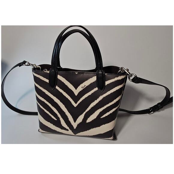 COACH Willow 24 Zebra Print Tote Leather - Picture 3 of 13